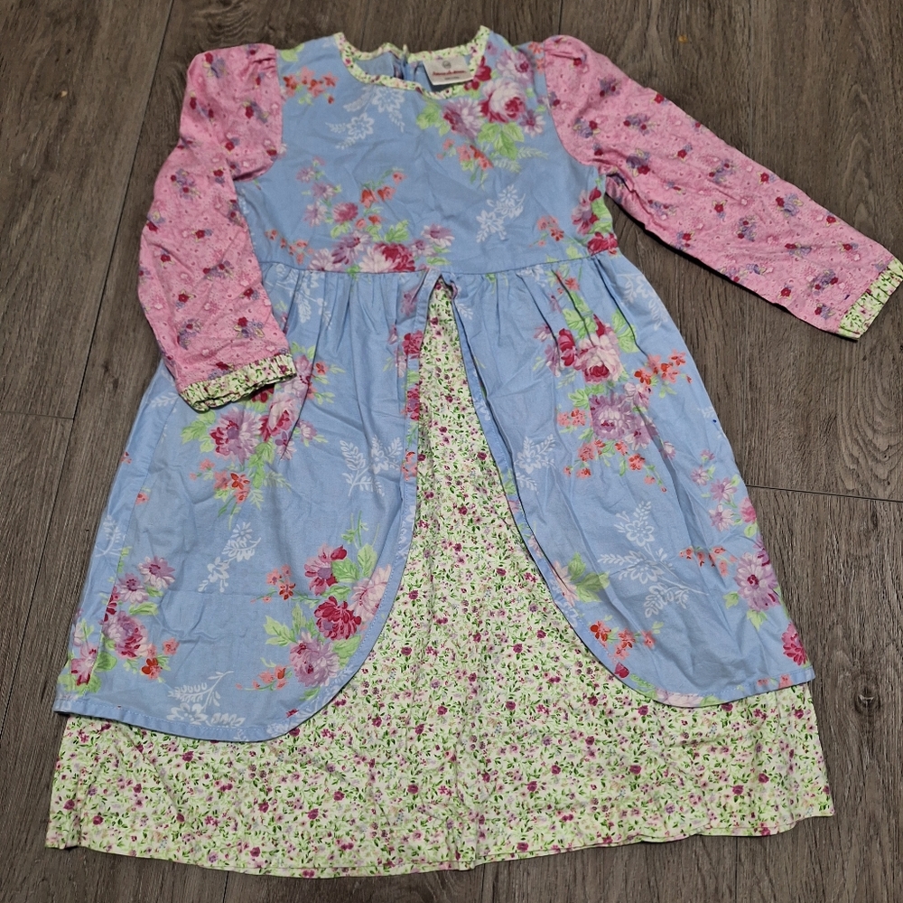 Hanna Anderson Floral Long Sleeve Dress size 110 Girls sz 5